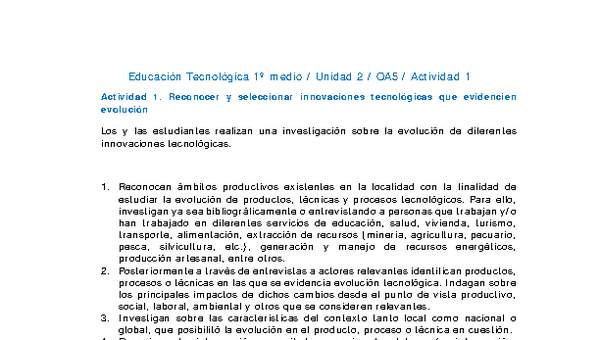 EduTec 1 medio-Unidad 2-OA5-Actividad 1