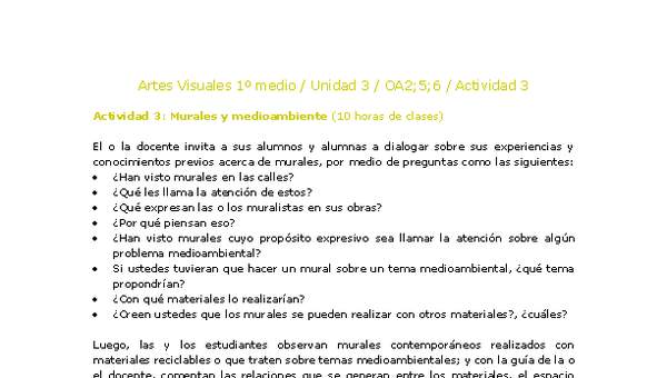 Artes Visuales 1 medio-Unidad 3-OA2;5;6-Actividad 3