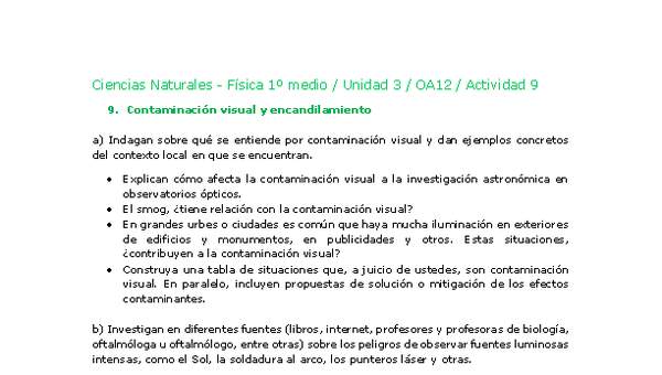 Ciencias Naturales 1 medio-Unidad 3-OA12-Actividad 9