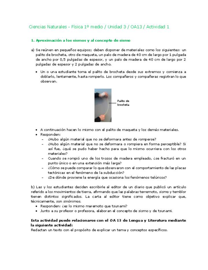 Ciencias Naturales 1 medio-Unidad 3-OA13-Actividad 1