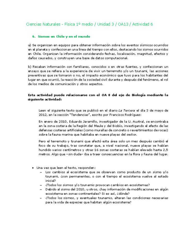 Ciencias Naturales 1 medio-Unidad 3-OA13-Actividad 6