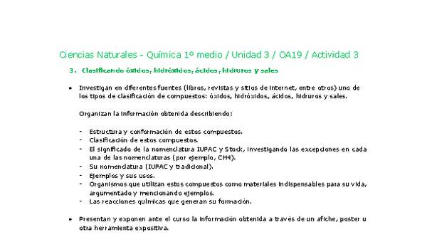 Ciencias Naturales 1 medio-Unidad 3-OA19-Actividad 3