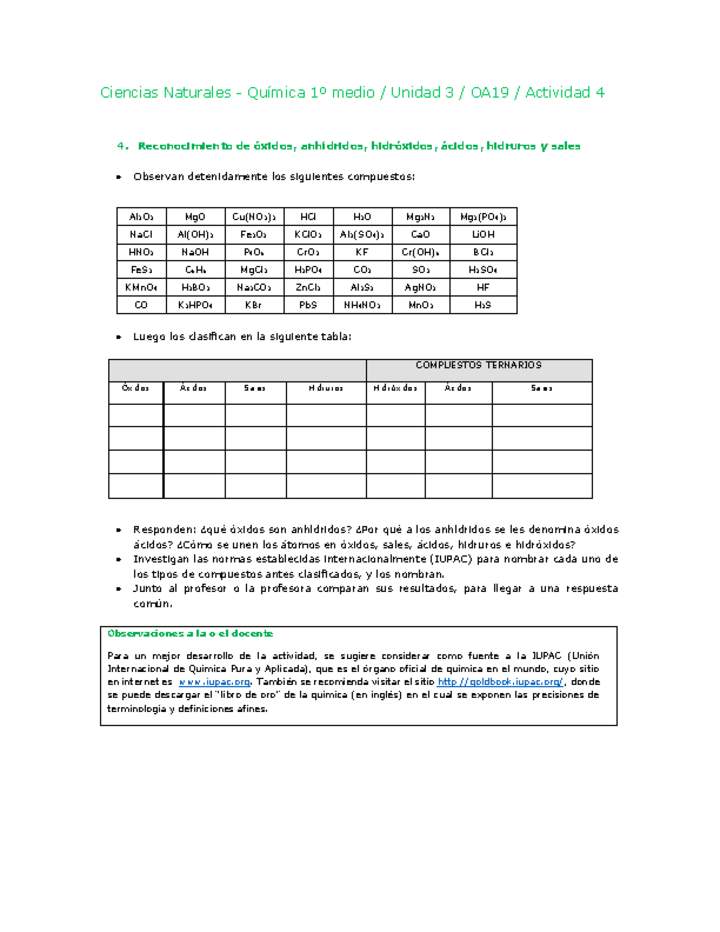 Ciencias Naturales 1 medio-Unidad 3-OA19-Actividad 4