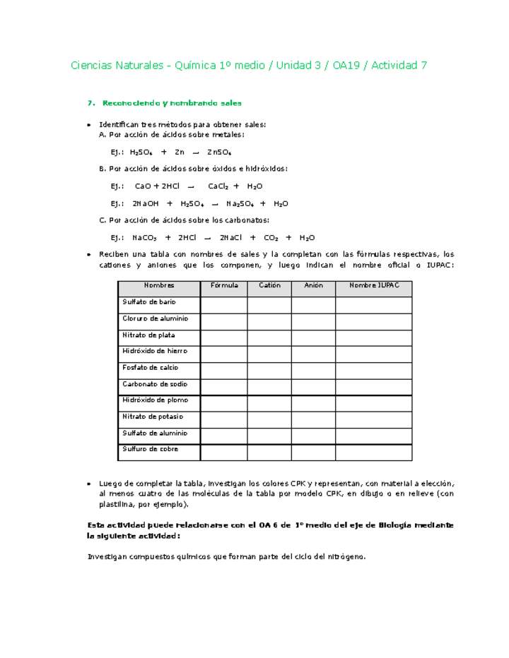 Ciencias Naturales 1 medio-Unidad 3-OA19-Actividad 7