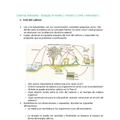 Ciencias Naturales 1 medio-Unidad 3-OA6-Actividad 1