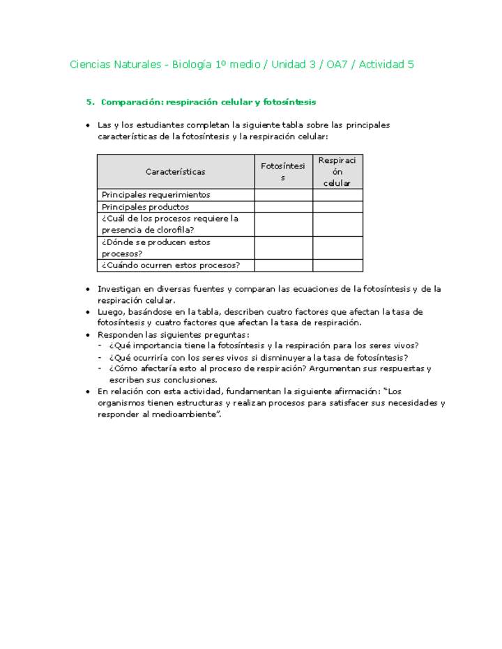 Ciencias Naturales 1 medio-Unidad 3-OA7-Actividad 5