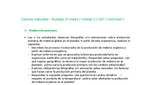 Ciencias Naturales 1 medio-Unidad 3-OA7-Actividad 7
