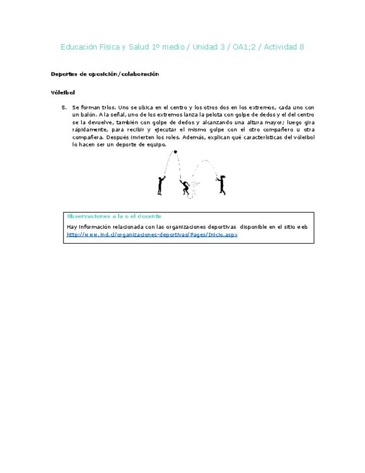 Educación Física 1 medio-Unidad 3-OA1;2-Actividad 8