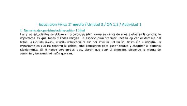 Educación Física 2 medio-Unidad 3-OA1;2-Actividad 1