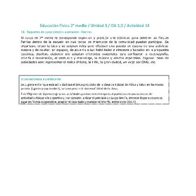 Educación Física 2 medio-Unidad 3-OA1;2-Actividad 14