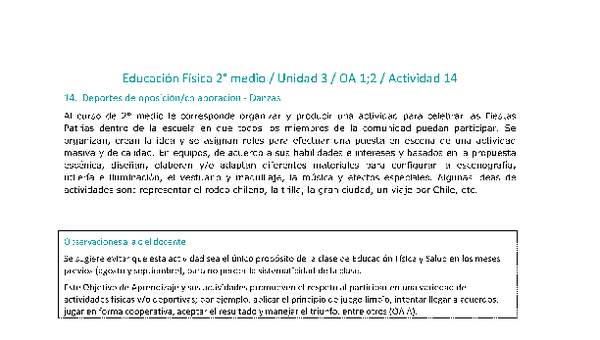 Educación Física 2 medio-Unidad 3-OA1;2-Actividad 14