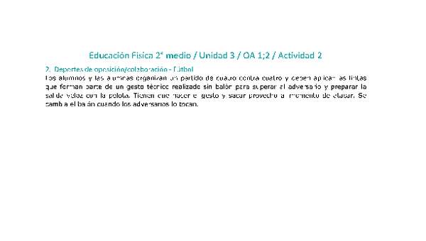 Educación Física 2 medio-Unidad 3-OA1;2-Actividad 2