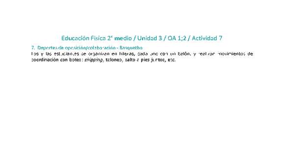 Educación Física 2 medio-Unidad 3-OA1;2-Actividad 7