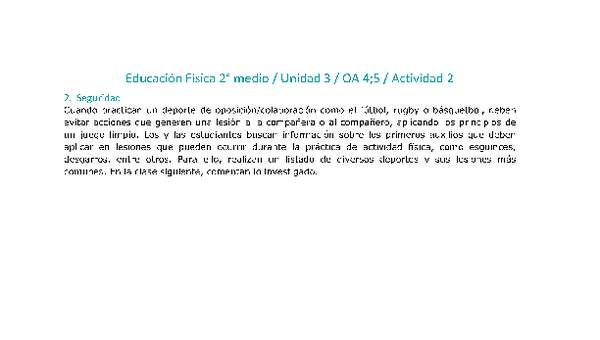 Educación Física 2 medio-Unidad 3-OA4;5-Actividad 2