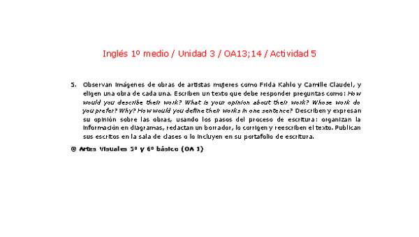 Inglés 1 medio-Unidad 3-OA13;14-Actividad 5