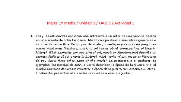 Inglés 1 medio-Unidad 3-OA2;3-Actividad 1