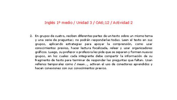 Inglés 1 medio-Unidad 3-OA6;12-Actividad 2