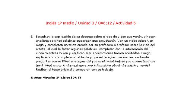 Inglés 1 medio-Unidad 3-OA6;12-Actividad 5