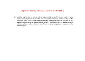 Inglés 1 medio-Unidad 3-OA9;15-Actividad 1