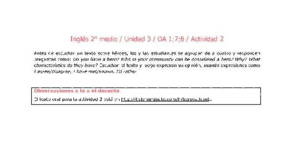 Inglés 2 medio-Unidad 3-OA1;7;8-Actividad 2