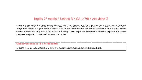 Inglés 2 medio-Unidad 3-OA1;7;8-Actividad 2