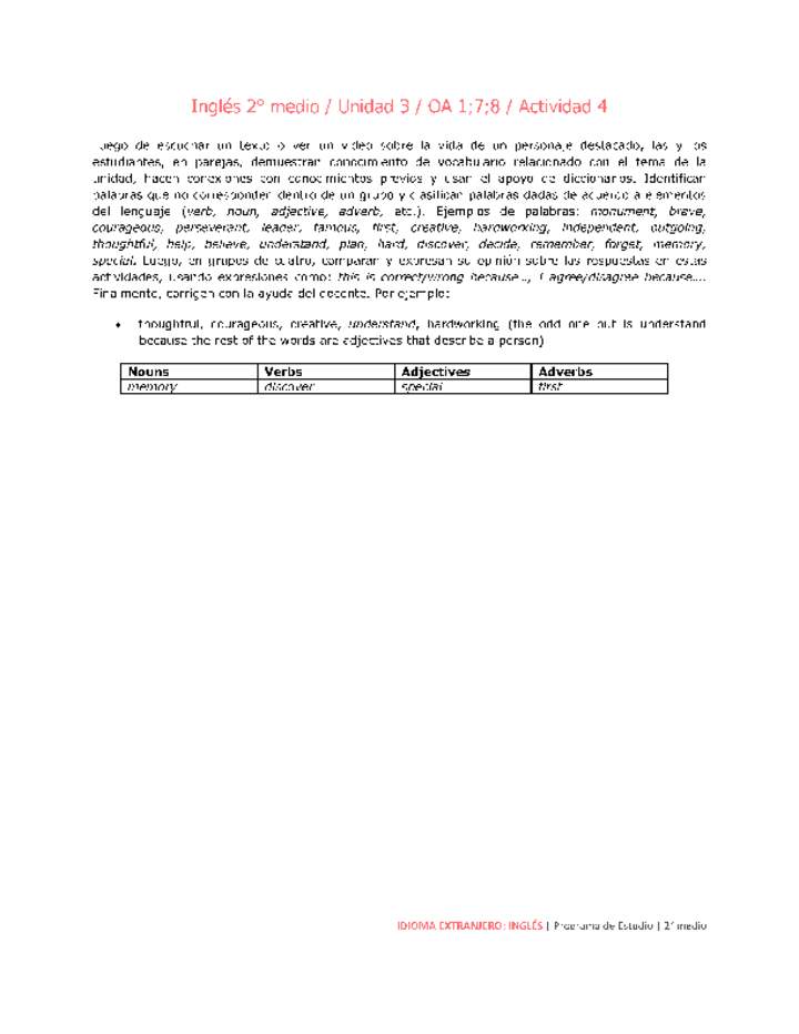 Inglés 2 medio-Unidad 3-OA1;7;8-Actividad 4