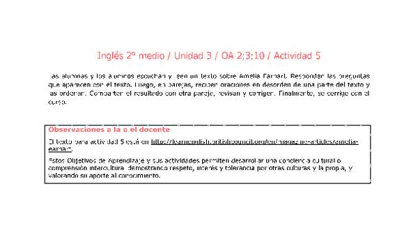Inglés 2 medio-Unidad 3-OA2;3;10-Actividad 5