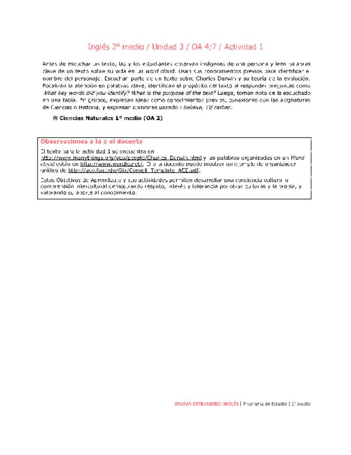 Inglés 2 medio-Unidad 3-OA4;7-Actividad 1