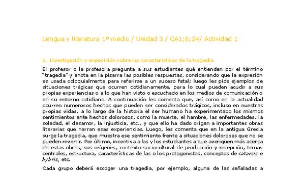 Lengua y Literatura 1 medio-Unidad 3-OA1,6,24-Actividad 1