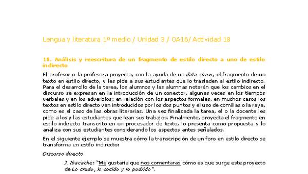 Lengua y Literatura 1 medio-Unidad 3-OA16-Actividad 18