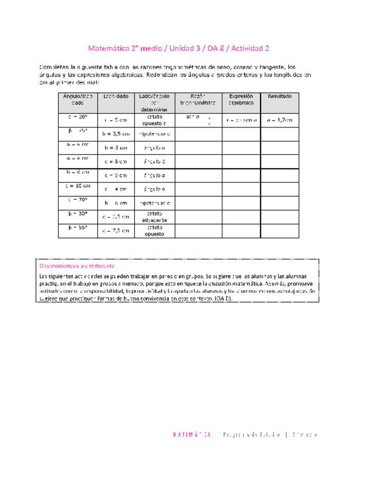 Matemática 2 medio-Unidad 3-OA8-Actividad 2