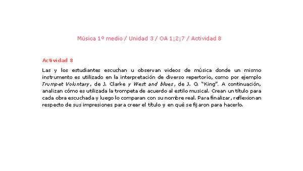 Artes Musicales 1 medio-Unidad 3-OA1;2;7-Actividad 8