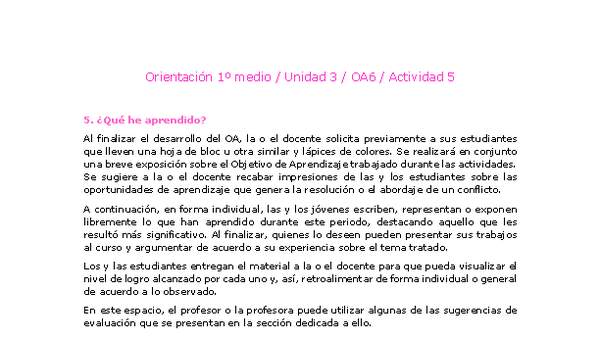 Orientación 1 medio-Unidad 3-OA6-Actividad 5