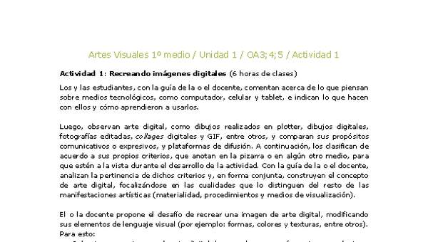 Artes Visuales 1 medio-Unidad 4-OA3;4;5-Actividad 1