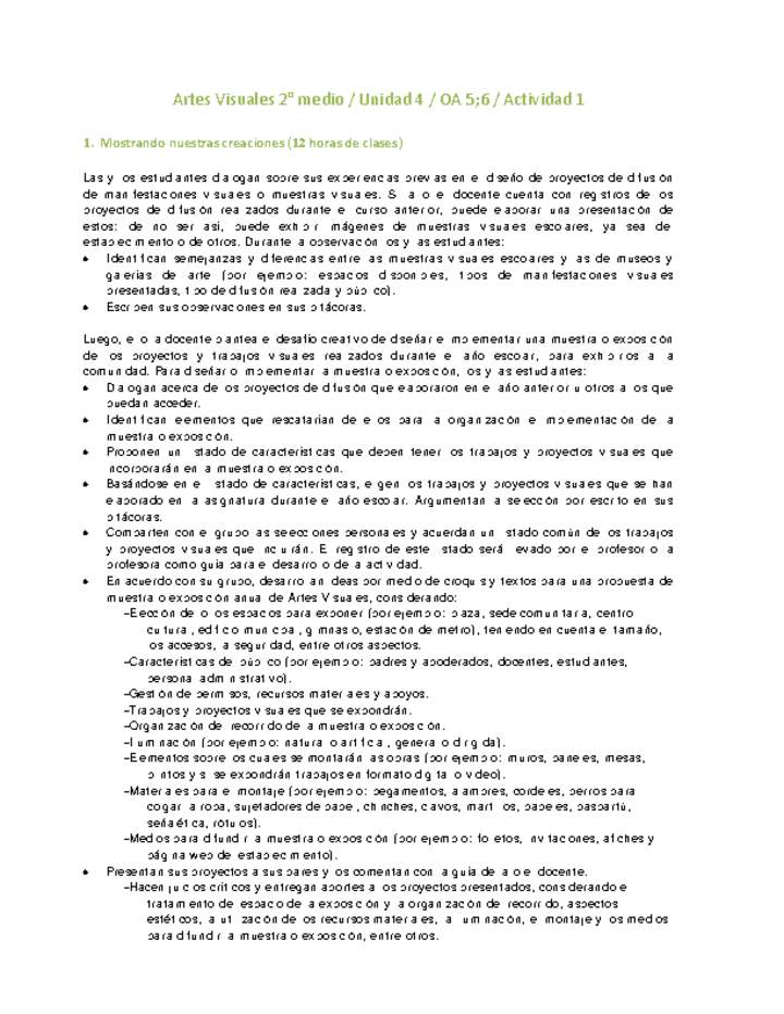 Artes Visuales 2 medio-Unidad 4-OA5;6-Actividad 1
