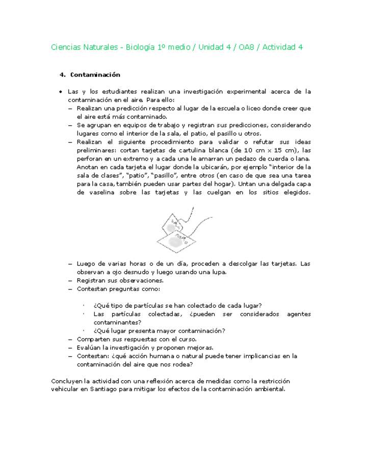 Ciencias Naturales 1 medio-Unidad 4-OA8-Actividad 4