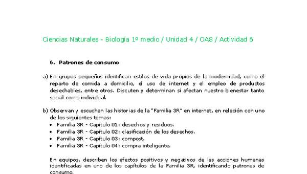 Ciencias Naturales 1 medio-Unidad 4-OA8-Actividad 6