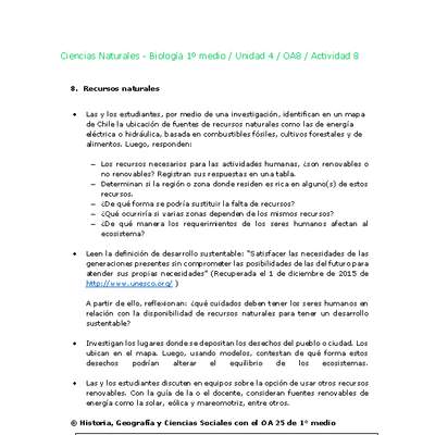 Ciencias Naturales 1 medio-Unidad 4-OA8-Actividad 8