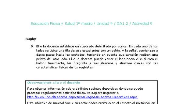 Educación Física 1 medio-Unidad 4-OA1;2-Actividad 9