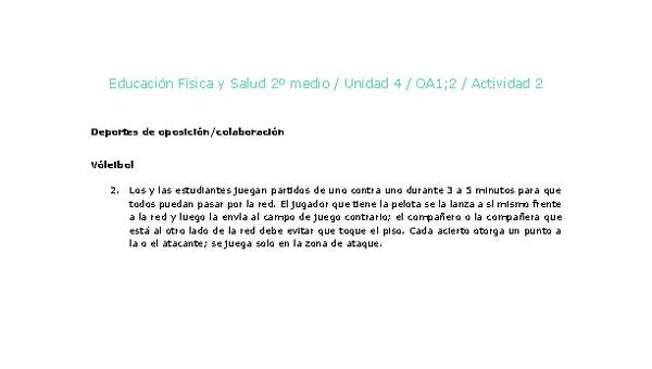 Educación Física 2 medio-Unidad 4-OA1;2-Actividad 2