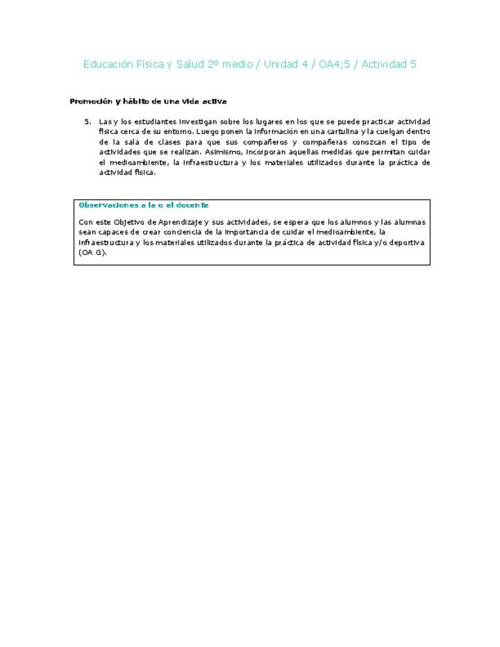 Educación Física 2 medio-Unidad 4-OA4;5-Actividad 5