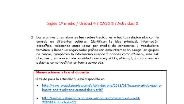 Inglés 1 medio-Unidad 4-OA10;5-Actividad 2