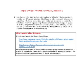 Inglés 1 medio-Unidad 4-OA10;5-Actividad 2