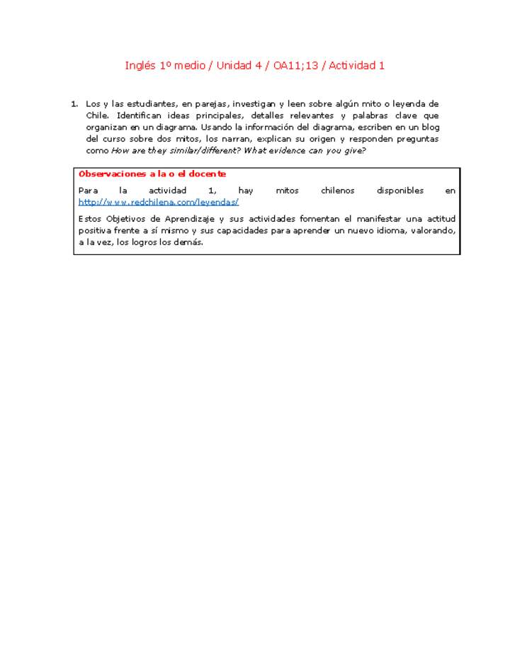 Inglés 1 medio-Unidad 4-OA11;13-Actividad 1