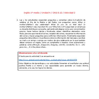 Inglés 1 medio-Unidad 4-OA8;9;12-Actividad 2