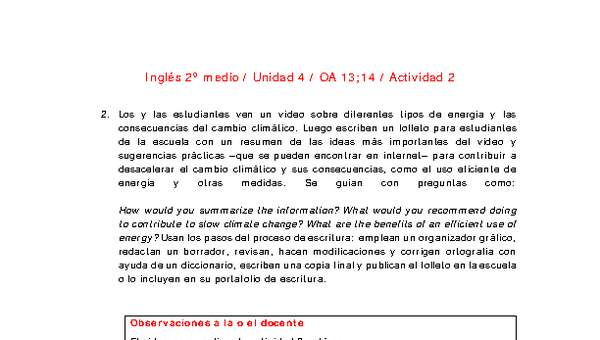 Inglés 2 medio-Unidad 4-OA13;14-Actividad 2