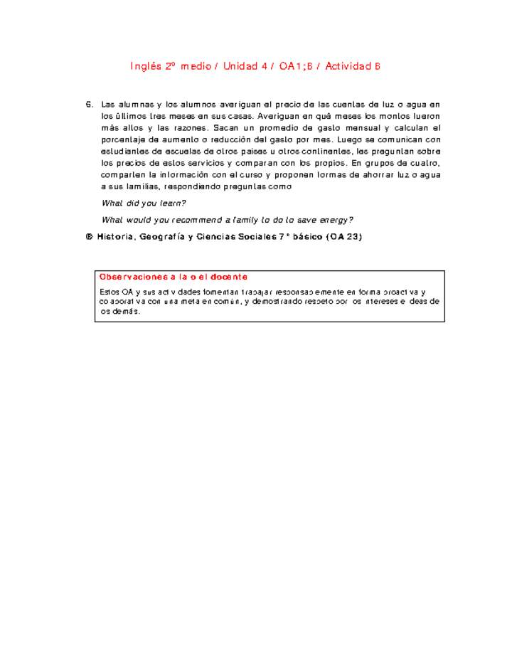 Inglés 2 medio-Unidad 4-OA1;6-Actividad 6