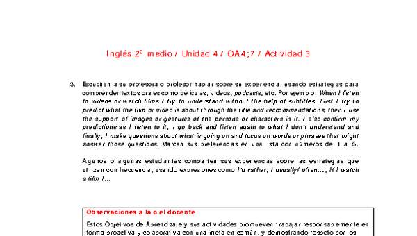 Inglés 2 medio-Unidad 4-OA4;7-Actividad 3