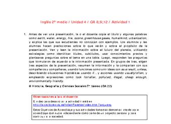Inglés 2 medio-Unidad 4-OA8;9;12-Actividad 1