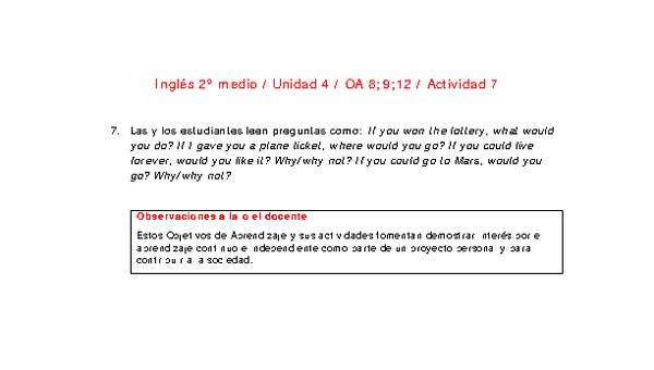 Inglés 2 medio-Unidad 4-OA8;9;12-Actividad 7